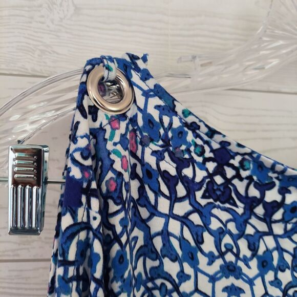 Cable & Gage Blue Top Medium Tunic Slit Sleeves Chrome Grommet Accents - Picture 9 of 10